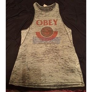 Obey Summerfest 89 Grey Women's Tank Top Size Large